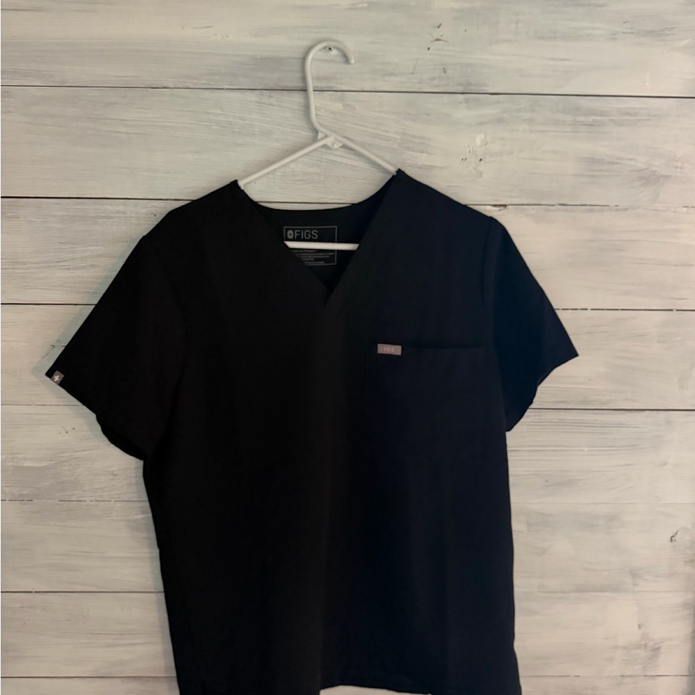FIGS Black V-Neck Medical Scrub Top